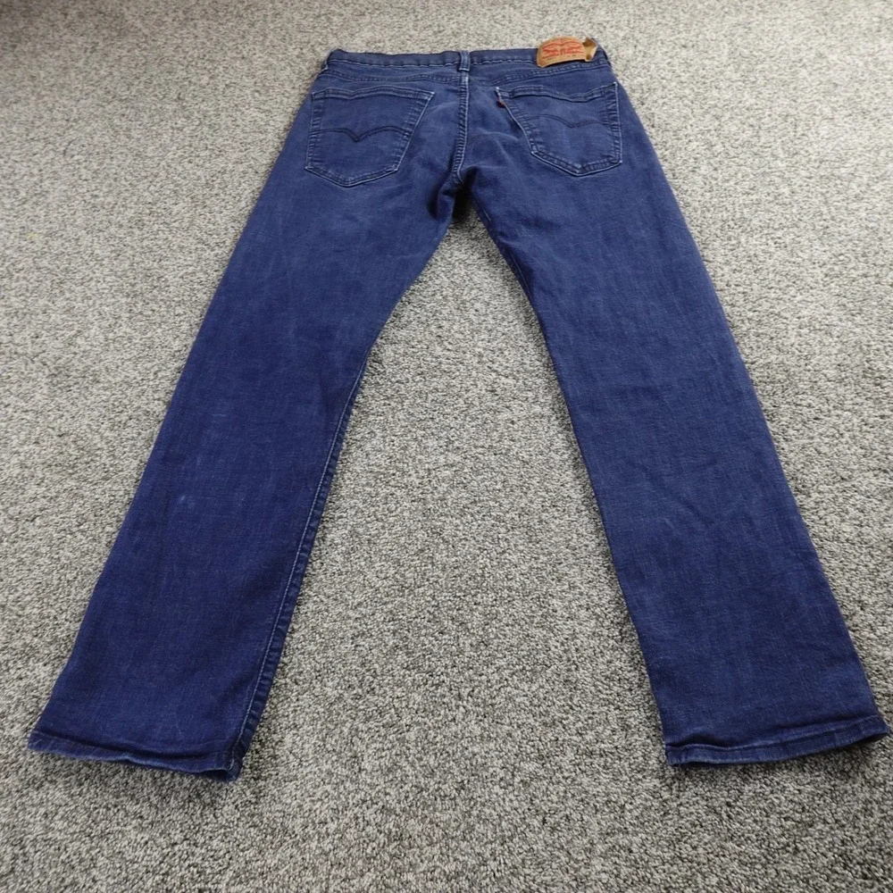 Levis Jeans Mens 36X32 Dark Blue Denim Pants 501 Button Fly Straight Leg Stretch